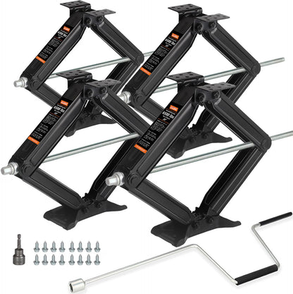 6500 lbs RV Camper Scissor Jack, 24" Trailer Leveling Stabilizer 4PK