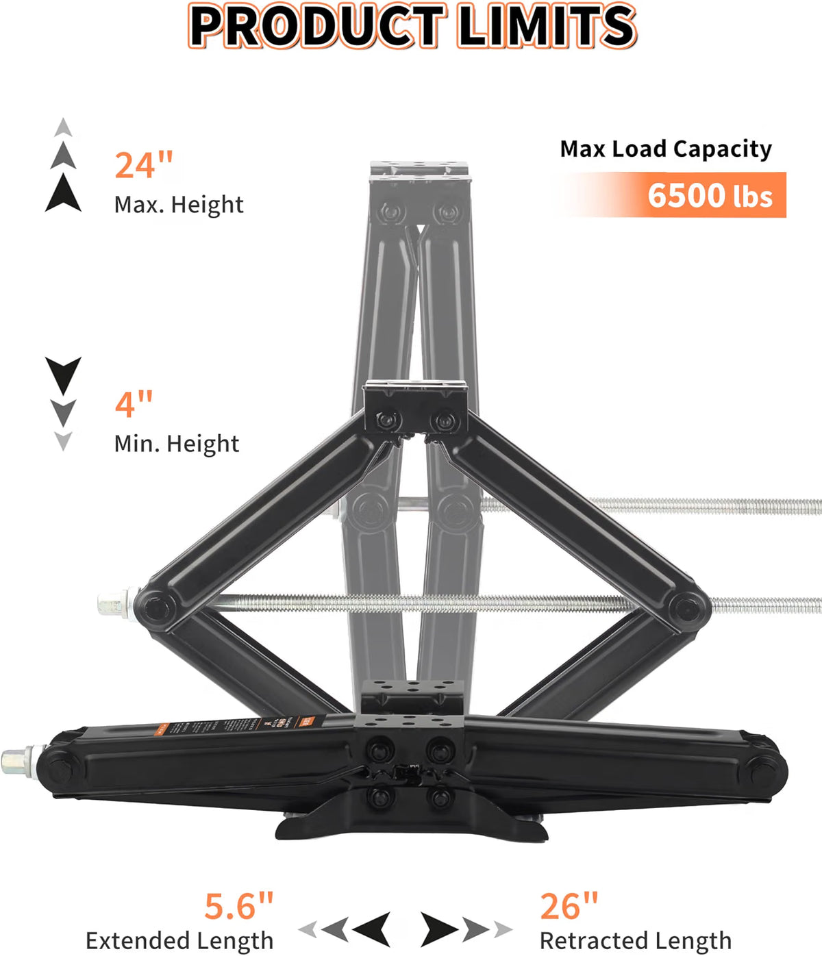 6500 lbs RV Camper Scissor Jack, 24" Trailer Leveling Stabilizer 4PK