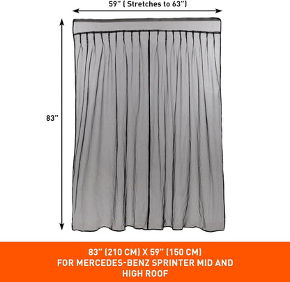 Van Bug Screen for Mercedes-Benz Sprinter Mid/High Roof, Universal Size Sliding Door Mosquito Net, Center Magnetic Closure