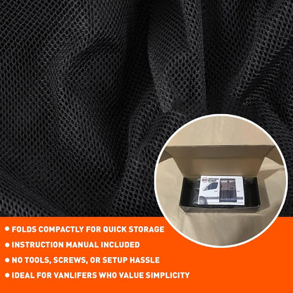 Van Bug Screen for Mercedes-Benz Sprinter Mid/High Roof, Universal Size Sliding Door Mosquito Net, Center Magnetic Closure