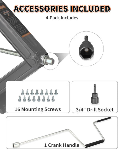 6500 lbs RV Camper Scissor Jack, 24" Trailer Leveling Stabilizer 4PK