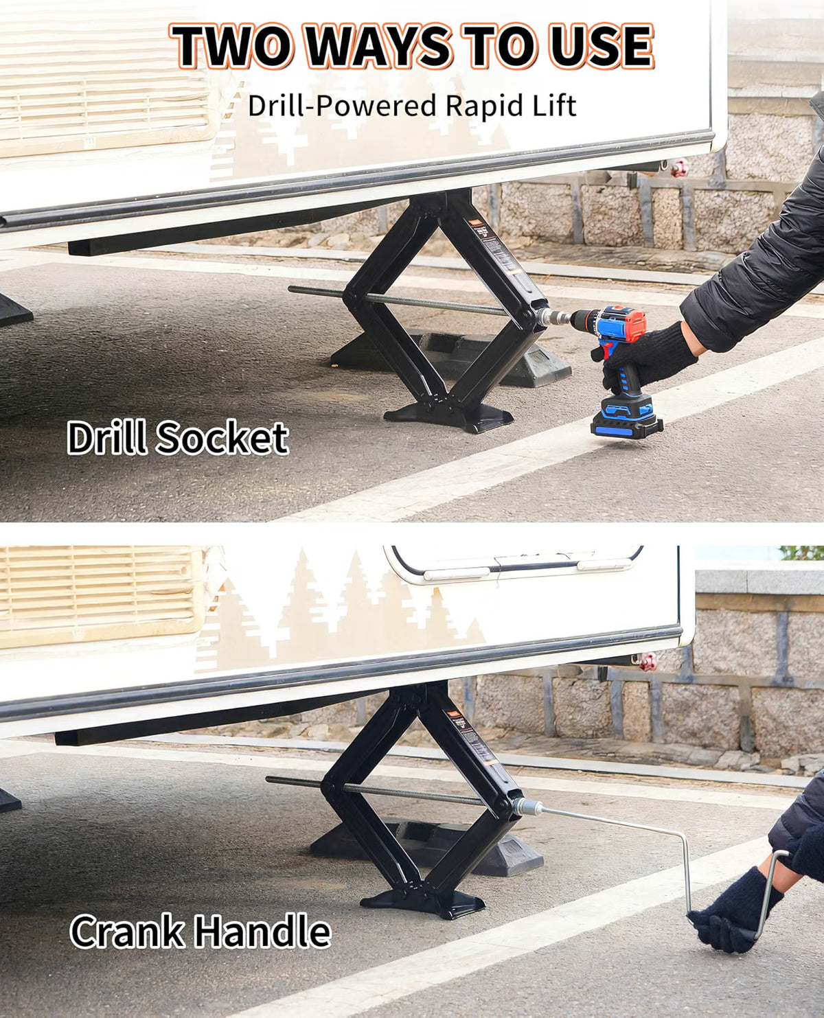 6500 lbs RV Camper Scissor Jack, 24" Trailer Leveling Stabilizer 4PK