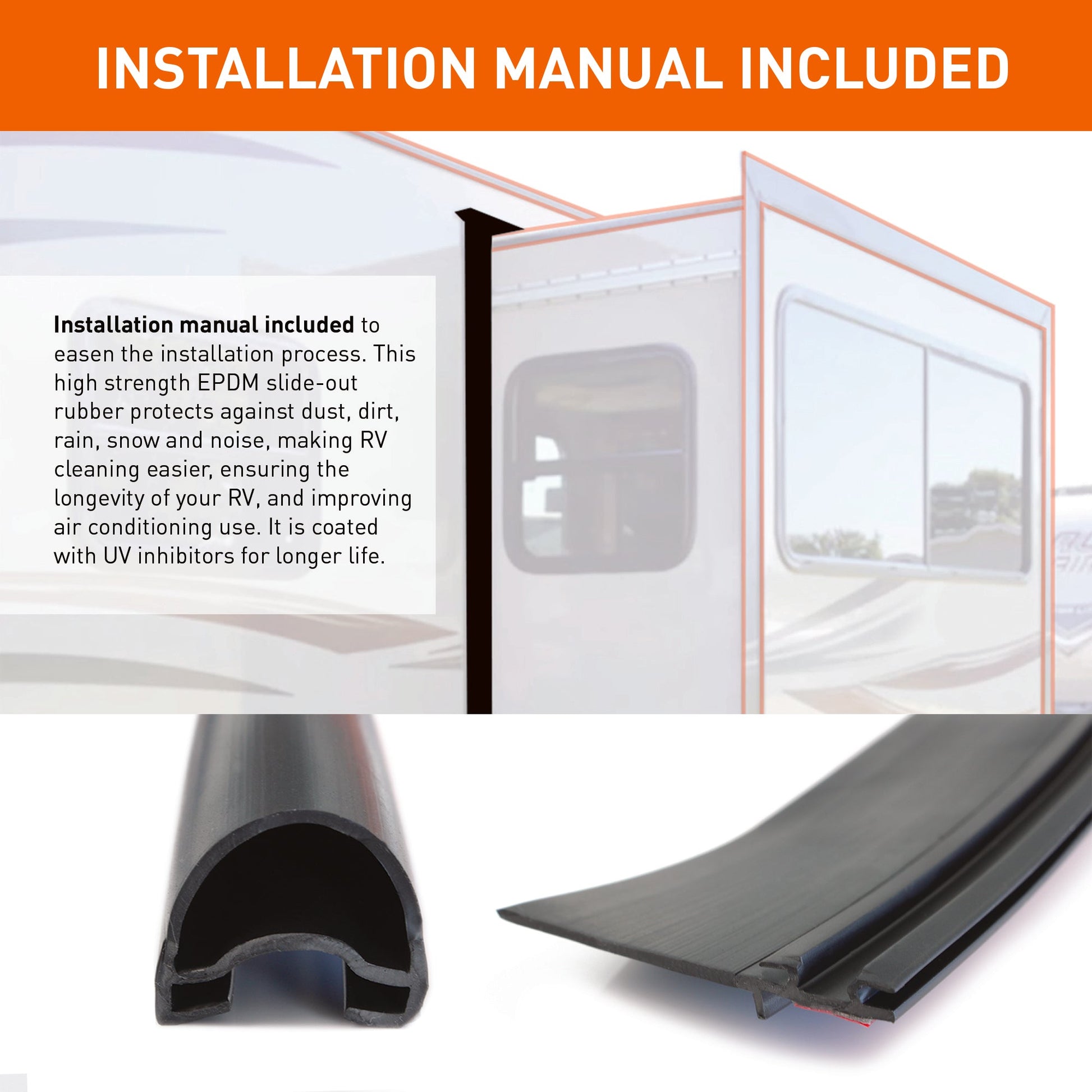 Combo RV Slide Out Rubbers, D-Seal Wiper, Keystone, Forest River, 018-312-EKD & 018-341 EK - HCC Auto
