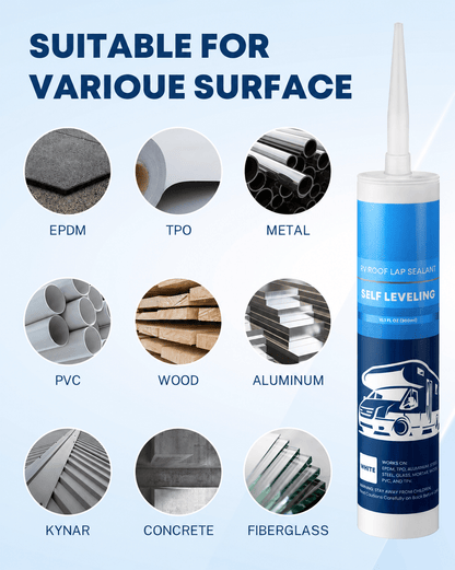 RV Roof Sealant 4 Pack, Self-Leveling Lap Sealant White - HCC Auto