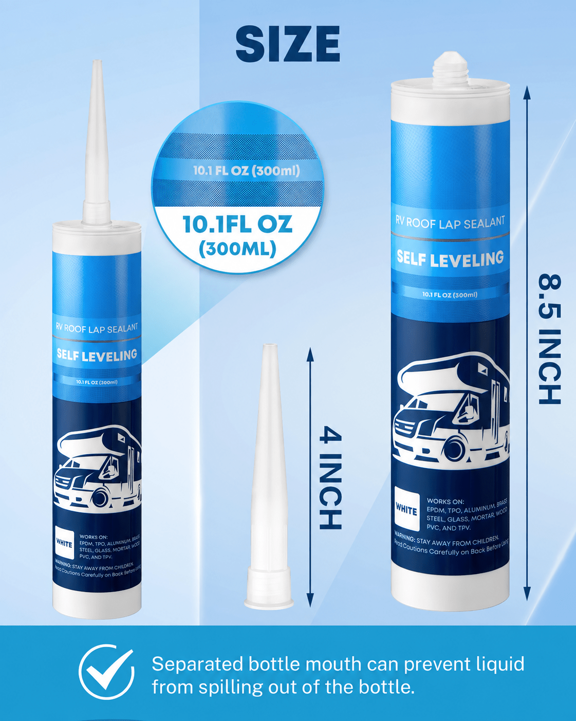 RV Roof Sealant 4 Pack, Self-Leveling Lap Sealant White - HCC Auto